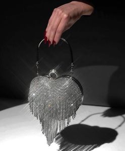 Heart Shape Tessel Rhinestone Clutch