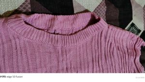 Pink crop top.