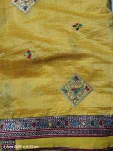 Vibrant Yellow Embroidered Saree