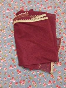 Maroon Dupatta with Gold Trim