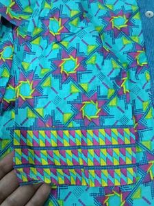 Blue Geometric Print Kurta