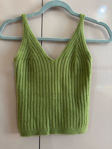 Ribbed Knit V-Neck String Top