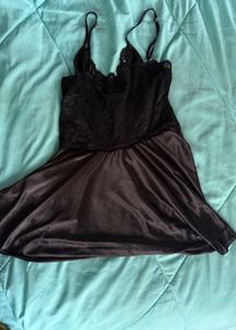 Lace Trimmed Satin Nightgown