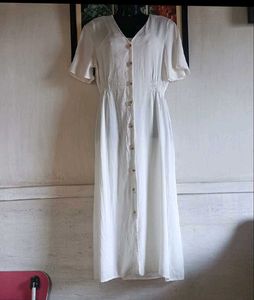 Elegant White Button-Down Midi Dress
