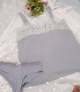 Lace Trim Camisole & Panty Set