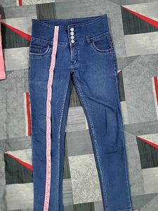 High-Waisted Blue Denim Jeans