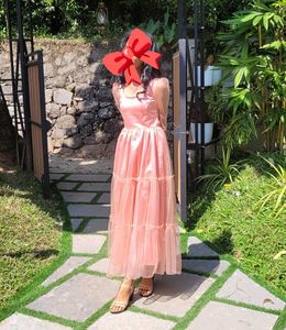 Blush Pink Tiered Tulle Dress