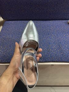 Silver Slingback Heels