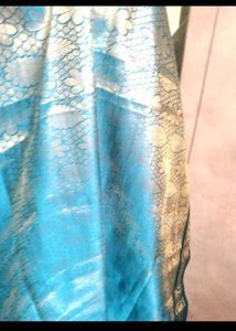 Beautiful Teal &amp; Gold Banarasi Dupatta