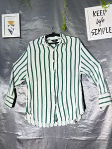 Barshika Green Striped Button-Up Shirt