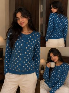 ELLE Blue Polka Dot Cardigan