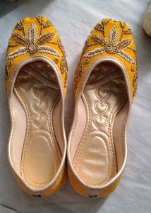 Yellow Embroidered punjabi  Juttis