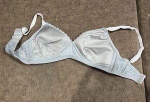 Padded Grey Bra with Lace Trim