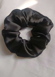 Sleek Black Satin Scrunchie pack of 12