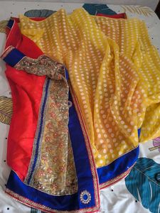 Elegant Yellow &amp; Red Saree