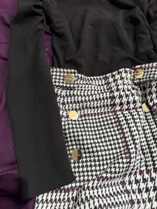 Houndstooth Double-Breasted Skirt