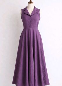 Women's Purple Collared Midi Dress