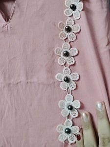 160.Pink Embroidered Kurta