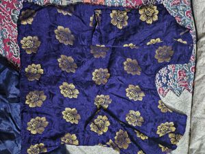 Elegant Blue &amp; Gold Floral Pant Suit