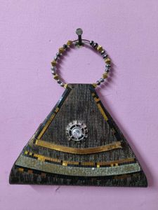 Unique Triangle Clutch with Embellishments