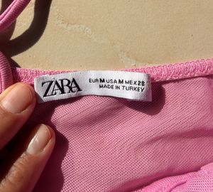 ZARA Pink Mesh Corset Top