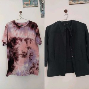 Combo of Trendy Tie-Dye T-Shirt & Textured Jacket