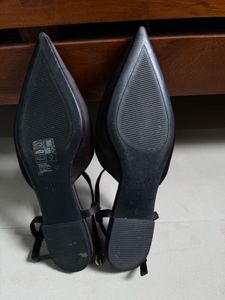 Elegant Black Satin Heeled Shoes