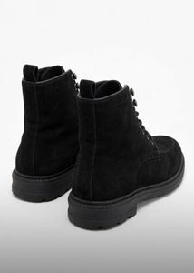 Black Suede Lace-Up Boots