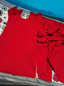 Red Embroidered Kurta Set