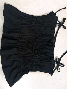 Ruffle Cami Top with Denim skirt