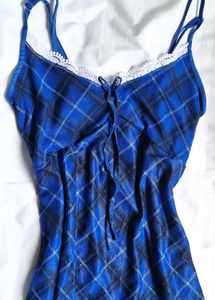 Trending Blue Plaid Cottage Core y2k dress