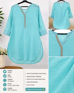 Light Turquoise Cotton Kurta and (Hidden 🎁)