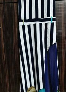 Striped Sleeveless Party Dress, slit dress