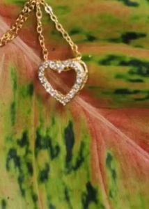 Gold Heart Necklace with Crystals