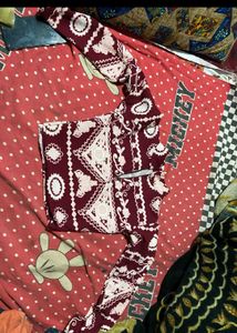 Maroon Kurta with White Embroidery