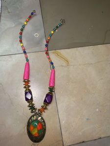 Vibrant Beaded Necklace - Multi-color Statement Pi