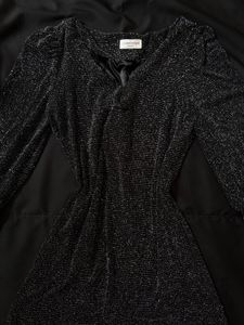 Sparkly Black V-Neck Dress