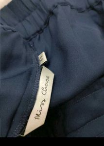 Navy Wide-Leg Pants with Belt