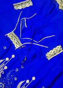 Royal Blue Saree with Embellished Blouse