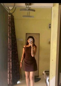 Chic Brown One-Shoulder Mini Dress