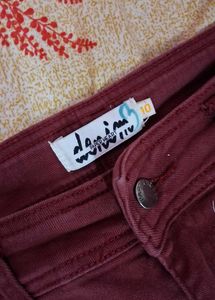 Burgundy jeans 👠(Wide leg)