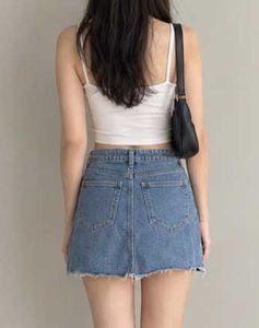 Korean Light Wash Denim Mini Skirt