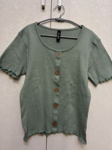 Cute Button-Up Sage Green Top