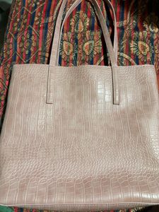 Stylish Pink Croc Embossed Tote Bag