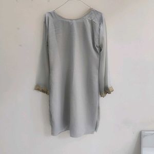 Elegant Grey Kurta Set with Embellished Sharara