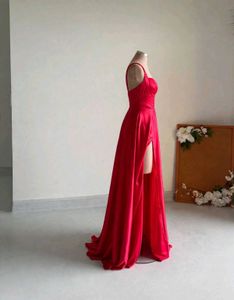 Elegant red Satin Corset Dress