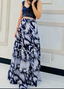 🦋Stylish Blue &amp; White Lehenga Set