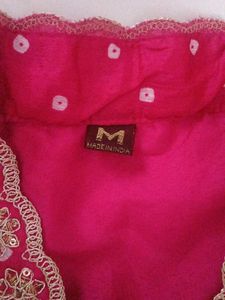 Vibrant Pink Kurta Set with Gold Embellishments