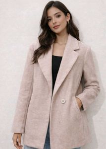 Elegant Blush Pink Single-Button Coat