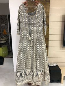 Elegant Grey Embroidered  Gown